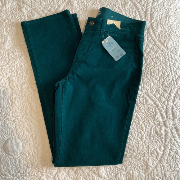 St. John's Bay Teal Straight Corduroy Pants Women's Size 8 Mid Rise - Picture 1 of 10